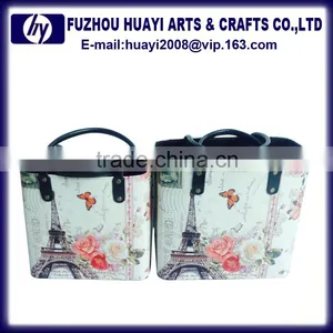 New Design Mini Gift Basket of Empty Customize pu Leather Basket for Gift thumbnail-2