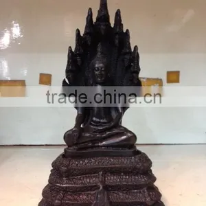 Thailand Black Resin Buddha With Naga thumbnail-1