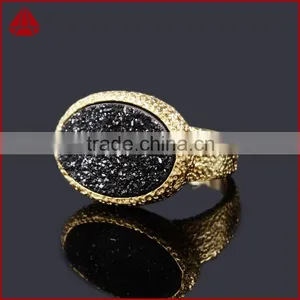Vintage Style Oval Titanium Black Druzy Chunky Ring thumbnail-4
