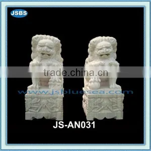 Decorative White Marble Foo Dog Statues thumbnail-1