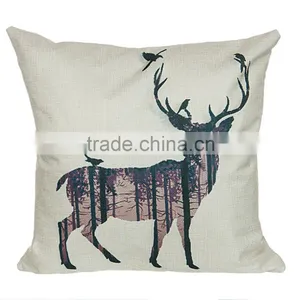 Popular Chiristmas Home Decorative Deer Printing Linen Cheap Cushion Cover thumbnail-5