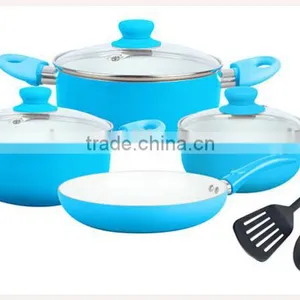 Blue Color Painting Non-stick & Ceramic Coated Cookware Set Pots and Pans thumbnail-4