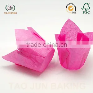 Grease Proof Paper Baking Cups Cupcake Liners Tulip Shaped Solid Color Cups for Cake Bread thumbnail-1