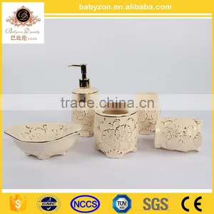 Luxury European Gold Porcelain Outline Complete Bathroom Sets thumbnail-1