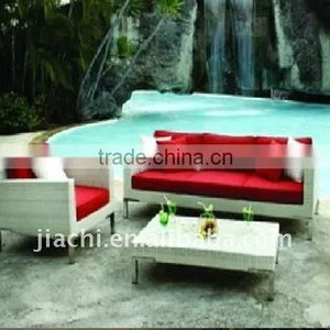 White Rattan Garden Outdoor Coffee Table Set thumbnail-1
