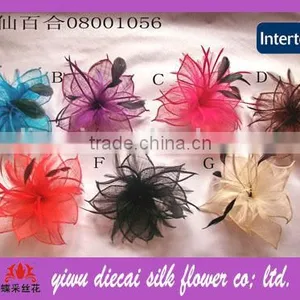 Big Ornamental Hair Sinamay Fabric Flower thumbnail-1