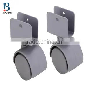 2015 Discount Durable 1.5 Inches Grey Nylon U Plate Swivel Twin Plastic Casters for Wardrobe thumbnail-5