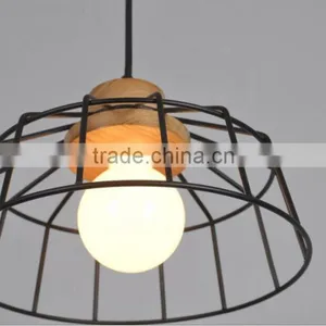 New Arrival Modern Contemporary Wooden Metal Pendant Ceiling Lighting Black Cage thumbnail-2