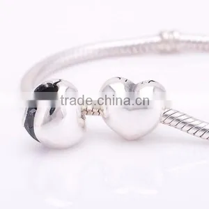 2016 NEW Authentic 925 Sterling Silver Heart Clip Charm Bead Fit European Style Bracelets and Necklaces thumbnail-1