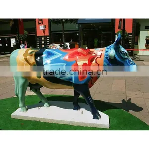 Fiberglass Handmade Standing Cow for Garden Outdoor Decoration thumbnail-1