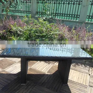 TEMPERED GLASS INDOOR/OUTDOOR RATTAN HIGH DINING TABLE thumbnail-1
