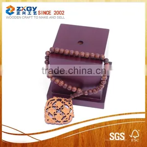 Fashion Olive Wood Bead Rosary Necklace thumbnail-1