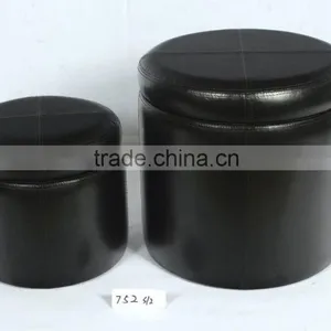 S/2 Modern Black Storage Ottoman thumbnail-1
