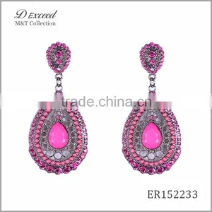 Yiwu Jewelry Factory D Exceed Fashion Crystal Silver Plating Water Drop Earrings Resin Alloy Dangle Earrings thumbnail-4