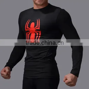 Men Spiderman Fitness Bodybuilding Running T Shirts Long Sleeve Training Quick Dry T Shirt thumbnail-3