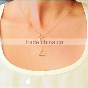 2016 Hot Double Triangle Shaped Necklace Jewelry for Women and Girls thumbnail-3