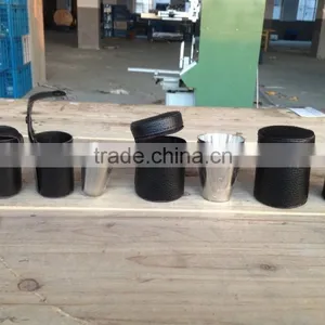 Stainless Steel Cup With Leather Wrapped and Logo 4pcs in Leather Bag thumbnail-5