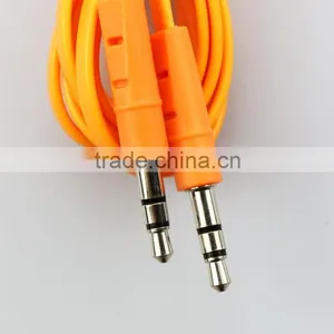 Low Price 3.5mm Stereo Male to Male Moulded Plugs Flat Cable With Orange thumbnail-1
