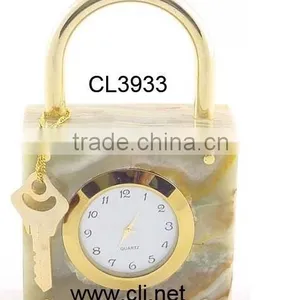 Onyx Lock Shaped Clock thumbnail-1