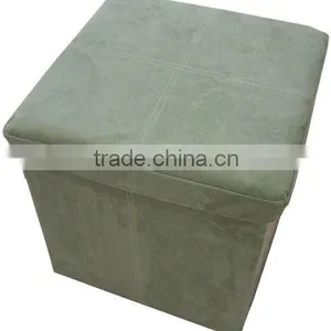 Cheaper! Khaki Suede Foldable Storage Ottoman thumbnail-1