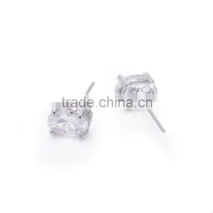New Arrival Oval Clear Cubic Zirconia Stud Earrings thumbnail-2