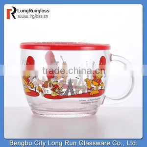 LongRun 493ml China New Products Wholesale Dinnerware Beautiful Decal Glass Container With Lid thumbnail-1