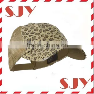Low Profile Canvas Leopard Printed Mesh Trucker Cap thumbnail-5