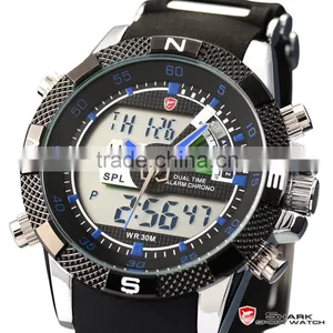 Shark Digital Day Date Blue Hands LED Mens Sports Analog Wrist Watch thumbnail-3