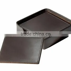 Black Leather Drink/tea Coasters thumbnail-4