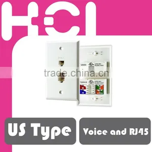 US Type 2 Port Voice and RJ45 Cat5e Data Faceplate thumbnail-1