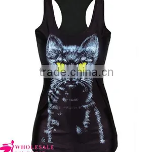 Cheap Ladies Tank Top Black Sexy Womens Jellyfish Printed Cute Tank Top BX112 thumbnail-4