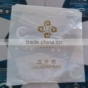 Custom Made Logo Written Name Plastic Laundry Bag With White Drawstring (XJLB49) thumbnail-1