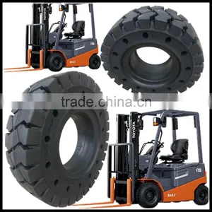 Toyota Forklift 7.00-15 7.00-9 Pneumatic Shaped Solid Cushion Tires With Holes thumbnail-1