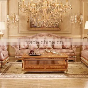 Noble Castle Upholstery Sofa Set, Luxury Solid Wood Carved Chesterfield Sofa For Living Room thumbnail-1