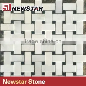 Natural Basketwave White Marble Carrara Mosaic for Wall Decoration thumbnail-3