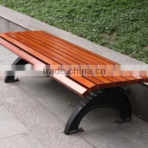 Outdoor Solid Wood Bench Cast Iron Legs thumbnail-5