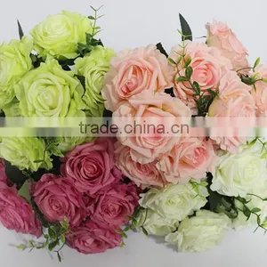 Hot Sale 9 Heads Artificial Silk Flowers,fake Rose Flowers thumbnail-1
