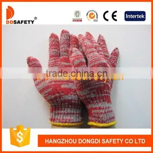DDSAFETY 2017 Luvas De Algodao 7 Gauge Red And White Mixed Cotton String Knitted Safety Gloves thumbnail-1