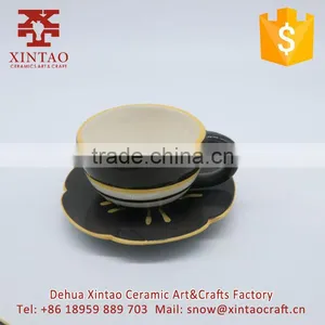 Glazed Chinese Ceramic Wholesale Bone China Tea Cup and Saucer, Usa Black Coffee Cup thumbnail-3