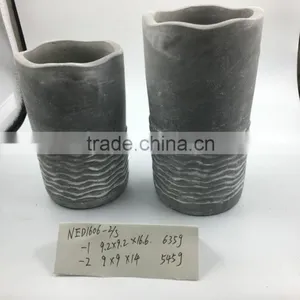 Round Cement Flower Pot for Decorative thumbnail-2