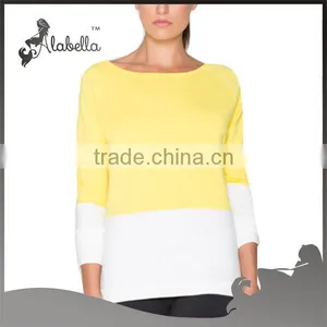 Bright Yellow With White Color Yoga Long T-shirt in Autumn thumbnail-1