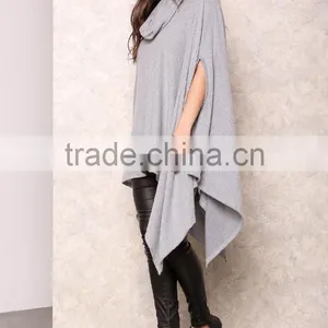 MGOO Popular Cheap Price Grey Poncho Tops Loose Oversizes Heather Cowy Fleecey Women Clothing Manufacturer thumbnail-2