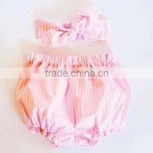 Pink Stripe Baby Bloomer Ruffle Underwear Little Girl Hair Accessories thumbnail-1