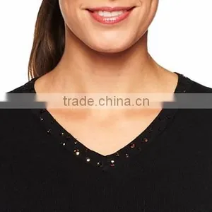 Women Black Sweater Christmas Trees Pattern Christmas Jumper Sweater thumbnail-3