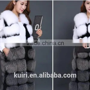 High-grade Genuine Fox Fur Vest Real Fox Fur Long Gilet Fashion Fur Winter Coat for Women thumbnail-6