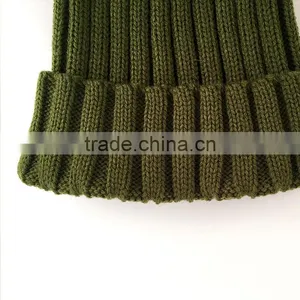 Myfur Classical Raccoon Fur Attached Pom Pom Beanie Adult Khaki Green Winter Cap thumbnail-4