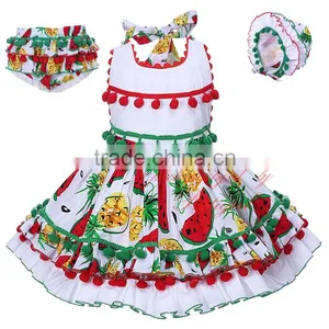 Watermelon Spanish Flower Girl Dress With Bonnet and Knickers thumbnail-1