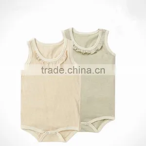 High Quality Blank Organic Cotton Baby Girl Blank Baby Rompers thumbnail-1