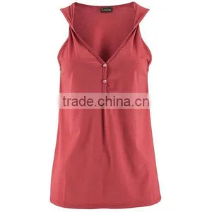 New Women T-shirt Europe and the United States Foreign Trade V-neck Button Buckle Twisted Vest thumbnail-4