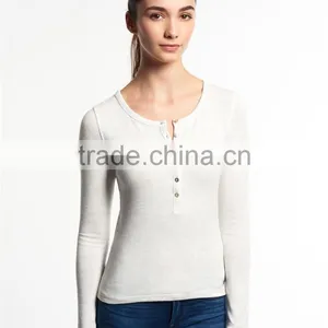 2016 Guangzhou Shandao Autumn Casual Style Women Daily Wear Long Sleeve Round Neck Slim White Rayon Tops thumbnail-2